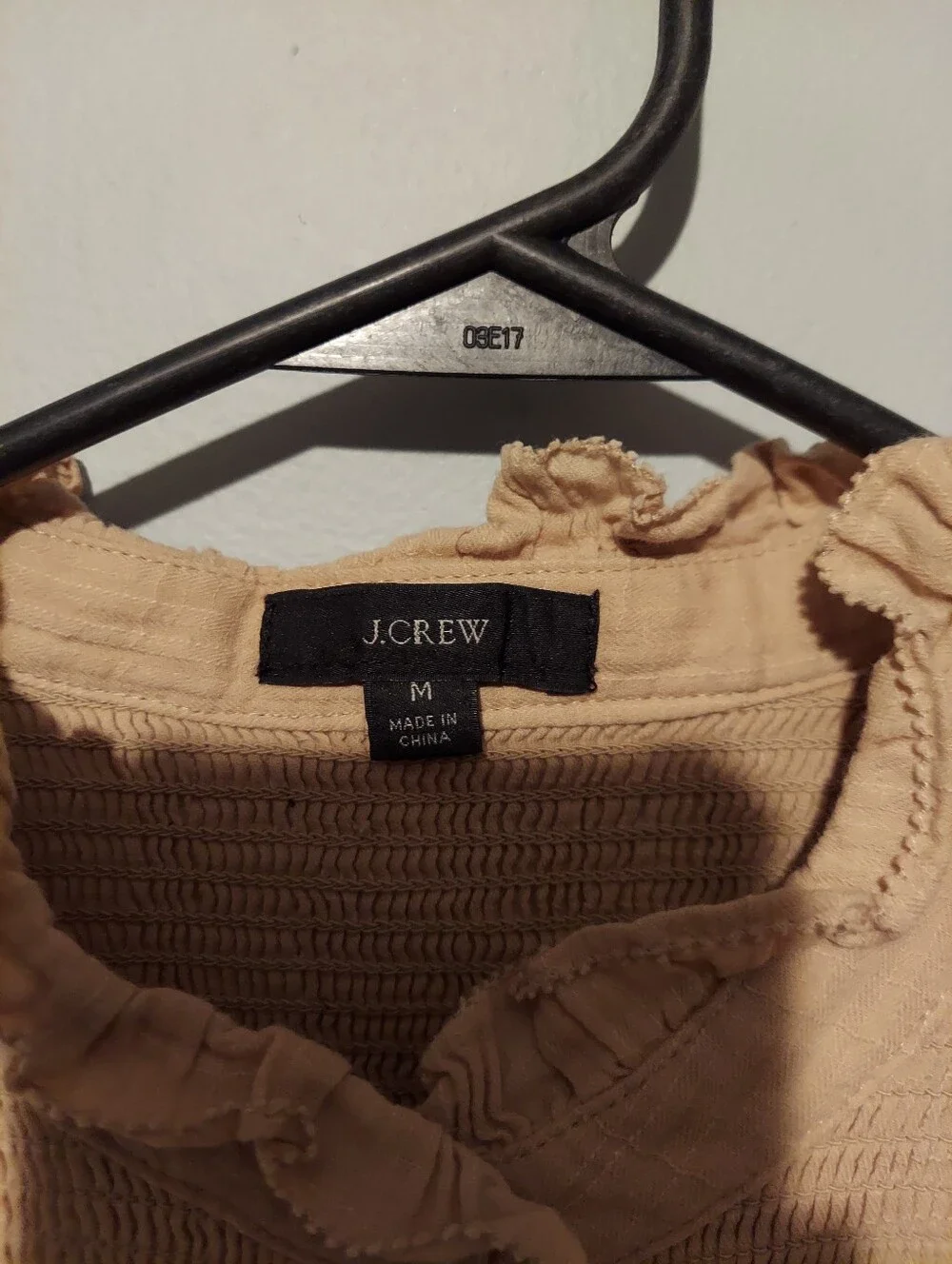 J. Crew Tan Long Sleeve Gauze Top Size Medium Boho Peasant Cottage Preppy Smock